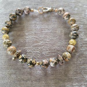 Snake Agate Beaded Bracelet